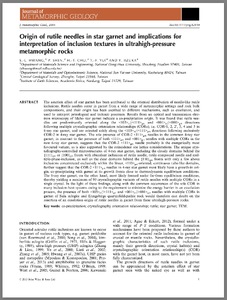 Origin of rutile needles in star garnet and implications for interpretation of inclusion textures in ultrahigh-pressure metamorphic rocks